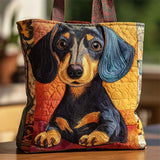 Quilted Dachshund Dog Canvas Tote Bag