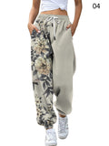 Women's High Waist Drawstring Print Trendy Leisure Pants