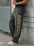 Men's Loose Fit Graphic Print Casual Sports Straight Leg Trousers