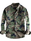 Retro Men's Casual Long Sleeve Camouflage Cargo Shirt