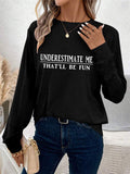 Women's Simple Letter Print Round Neck Long Sleeve Shirts