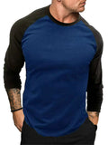 Men's Contrast Color Long Sleeve Raglan T-Shirt Casual Top