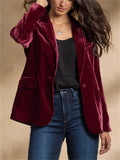 Women's Autumn Office Casual Single Breasted Velvet Blazer