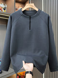 Men's Classic Plus Size Loose Fit Long Sleeve Half-Zip Sweatshirts
