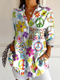 Women's Autumn Casual Floral Printed Button Up Long Sleeve Shirts