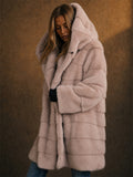 Women Warm Oversized Tiered Faux Fur Hooded Winter Coats