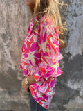 Women's Casual Contrast Color Printed Long Sleeve Blouses