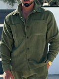 Men's Solid Color Lapel Corduroy Cardigan Jackets