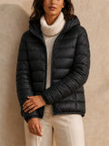 Women Hooded Puffer Jacket Zip Up Lightweight Outerwear
