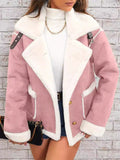 Women's Winter Trendy Contrast Color Patchwork Lapel Single Breasted Coats