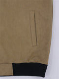 Men's Faux Suede Stand Collar Baseball Jacket