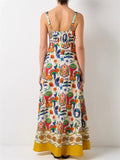 Women's Summer Trendy Printed Big Hem Strap Maxi Dress