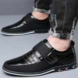 Men's Faux Leather Hook and Loop Fastener Flats Shoes