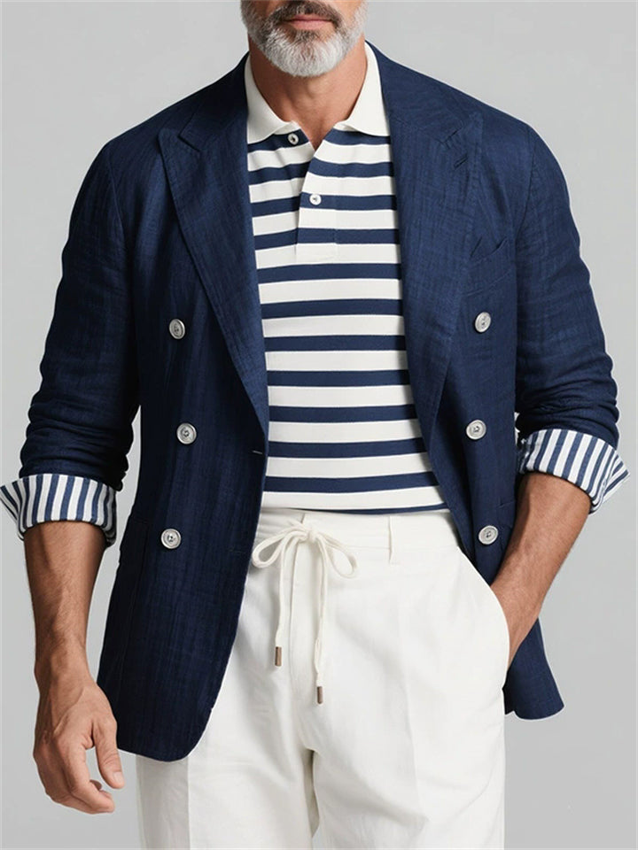 Men's Autumn Blue Casual Lapel Single Breasted Long Sleeve Coats