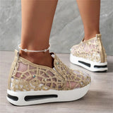 Female Korean Style Summer Breathable Sequin Lace Mesh Loafers