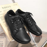 Men's Casual Faux Leather Solid Color Lace Up Low Top Flats Shoes