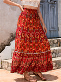 Bohemian Exotic Print Pleated Skirt for Women