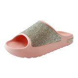 Beautiful Rhinestone Soft Thick Sole Summer Slides Slippers for Women