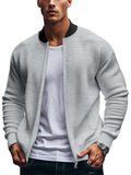 Men's Spring Contrast Color Baseball Collar Zip Jacket Coat