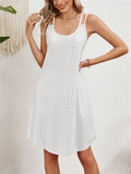 Women's Candy Color U Neck Sleeveless Hollow Out Sundress