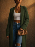 Women Long Chunky Ribbed Knit Open Front Duster Cardigan Sweater