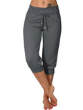 Female Mid-Rise Drawstring All Match Cropped Pants