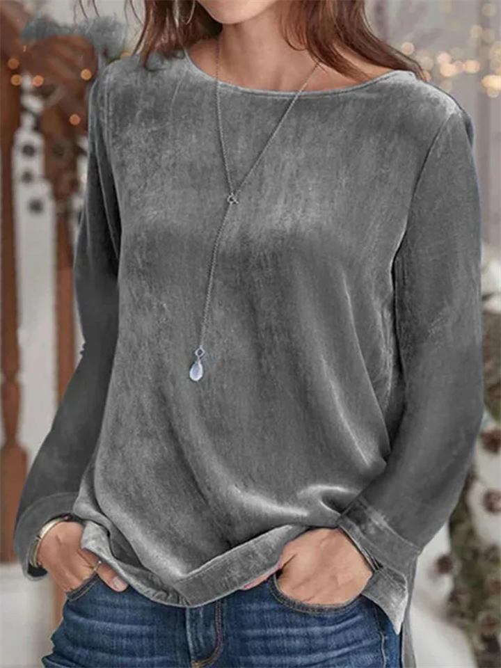 O-Neck Gorgeous Velvet T-shirts for Ladies