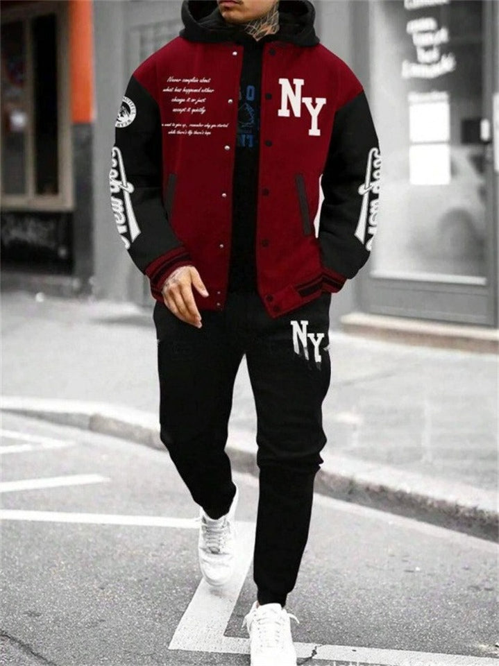 Men's Cool Hooded Jacket and Jogger Pants Sport Set