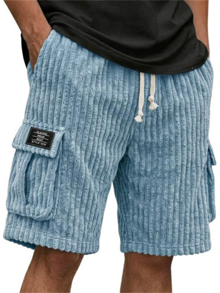 Men's Vintage Drawstring Corduroy Cargo Shorts with Multi Pocket