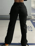 Women's High-Waist Cargo Pants with Multi-Pockets