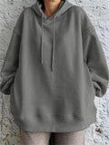 Female Plus Size Casual Plush Drawstring Hoodie