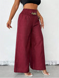 Women's High Waist Chain Decorated Comfy Wide Leg Pants