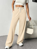 Women's Comfy Casual Solid Color Drawstring Wide Leg Pants