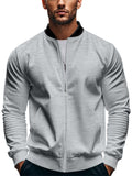 Men's Spring Contrast Color Baseball Collar Zip Jacket Coat