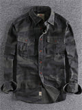 Retro Men's Casual Long Sleeve Camouflage Cargo Shirt