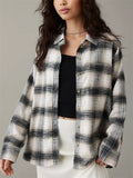 Women's Casual Long Sleeve Button Plaid Blouses