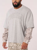 Men's Oversized Long Sleeve T-Shirt with Letter Print & Cuff Design