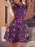 Women's Floral Embroidery Bohemian A-line Mini Dress