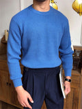 Men's Casual Simple Loose Fit Round Neck Knitted Sweaters