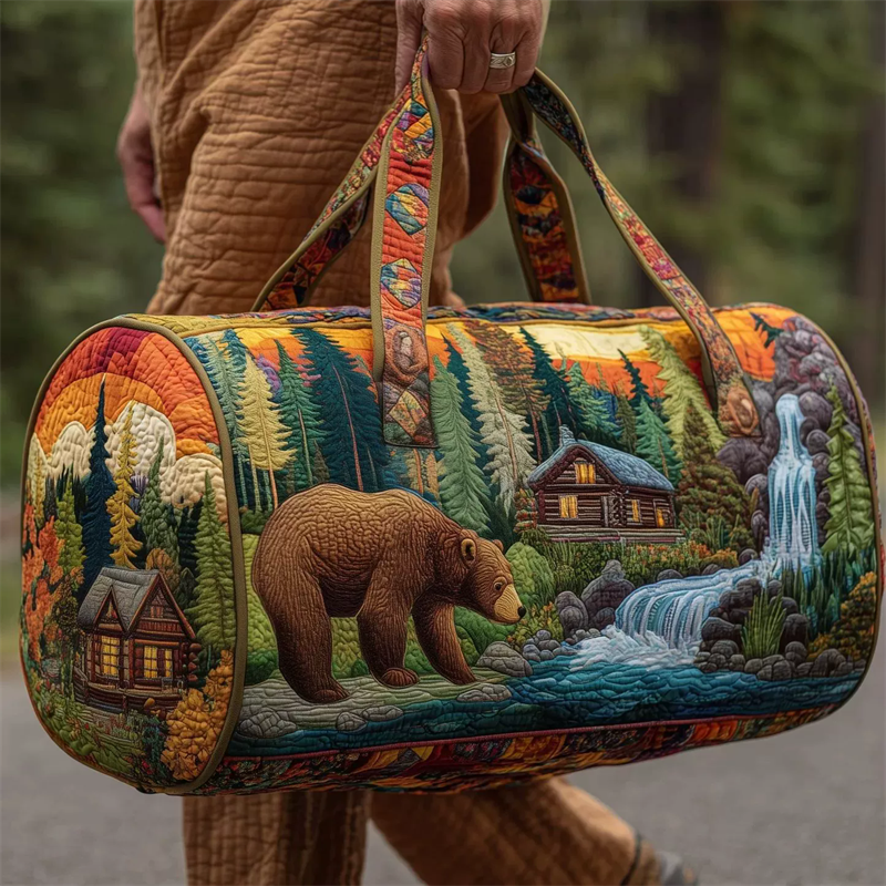 Bear and Forest Landscape Pattern Weekender Duffle Bag