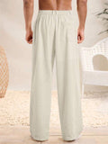 Men's Solid Color Casual Mid-Rise Wide Leg Straight Trousers