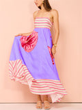 Women's Summer Holiday Style Leaf Print Big Hem Strap Maxi Dress