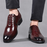 Men's Office Wear British Lace Up Glossy Dress Shoes