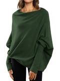 Ladies Oversized Batwing Sleeve Boatneck Knit Sweaters