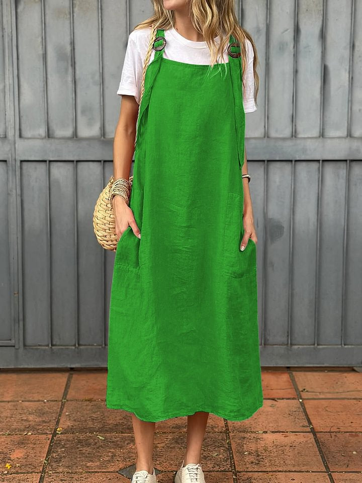 Women's Solid Color Casual Adjustable Shoulder Strap Dress