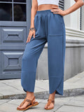 Women's Solid Color Casual Elastic Waist Cropped Pants
