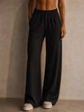 Women High Waist Wide Leg Ribbed Knit Lounge Pants
