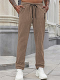 Men's Simple Fleece Drawstring Casual Straight Leg Trousers