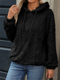 Women's Solid Color Jacquard Long-sleeved Loose Pullover Hoodies