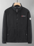 Men's Retro Fleeced Thicken Solid Color Zip Up Casual Stand Collar Coat
